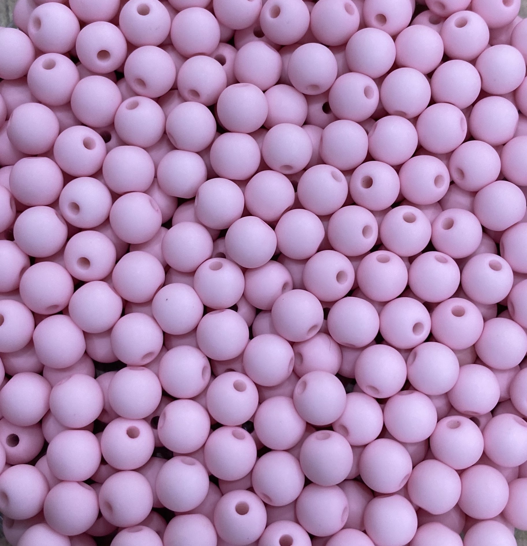 Confezione da 80 pezzi di Palline lisce opache in resina, da 6 mm., colore Rosa Baby