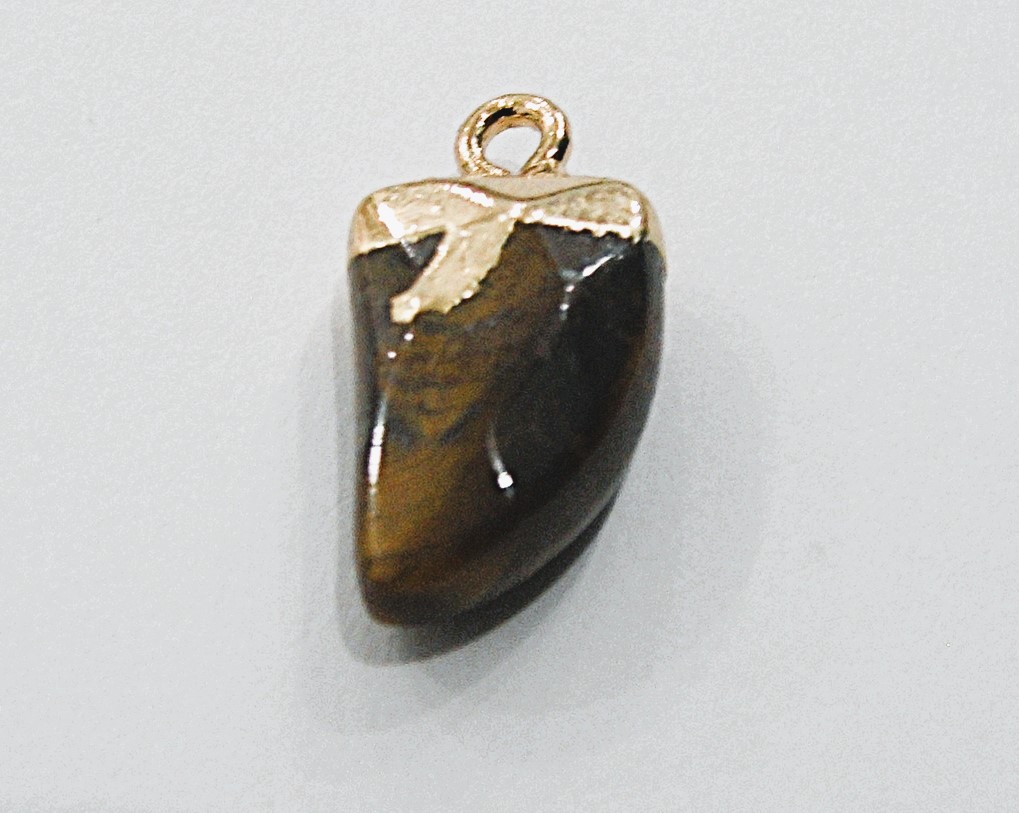 Ciondolo a forma di Dente in pietra Naturale 11x21 mm, Occhio di Tigre