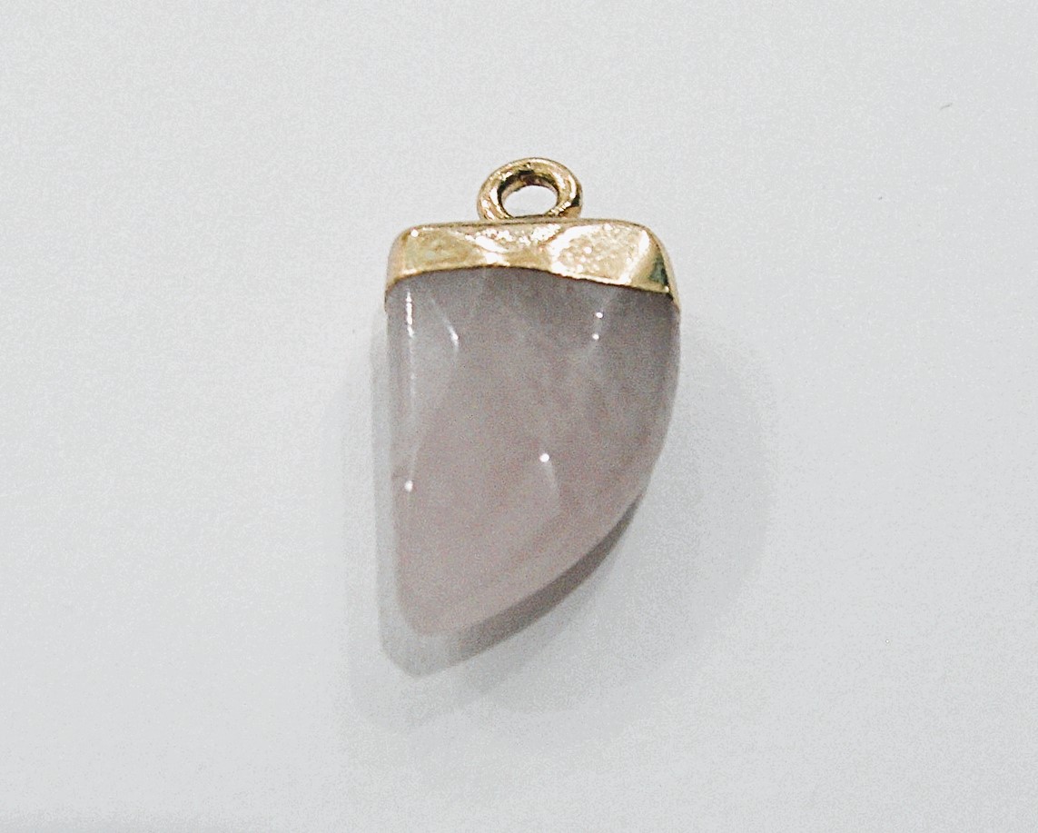 Ciondolo a forma di Dente in pietra Naturale 11x21 mm, Quarzo rosa