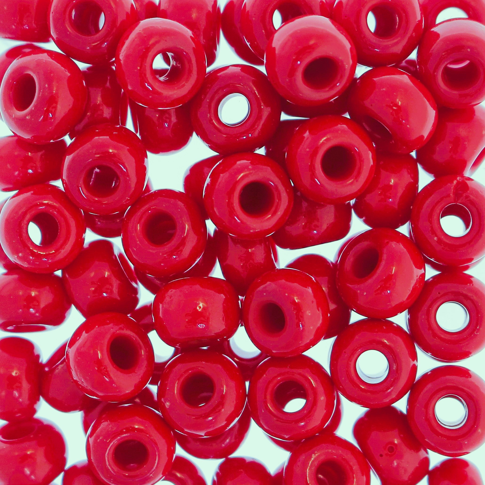 Conteria gigante in vetro, 8x5 mm., colore Rosso opaco