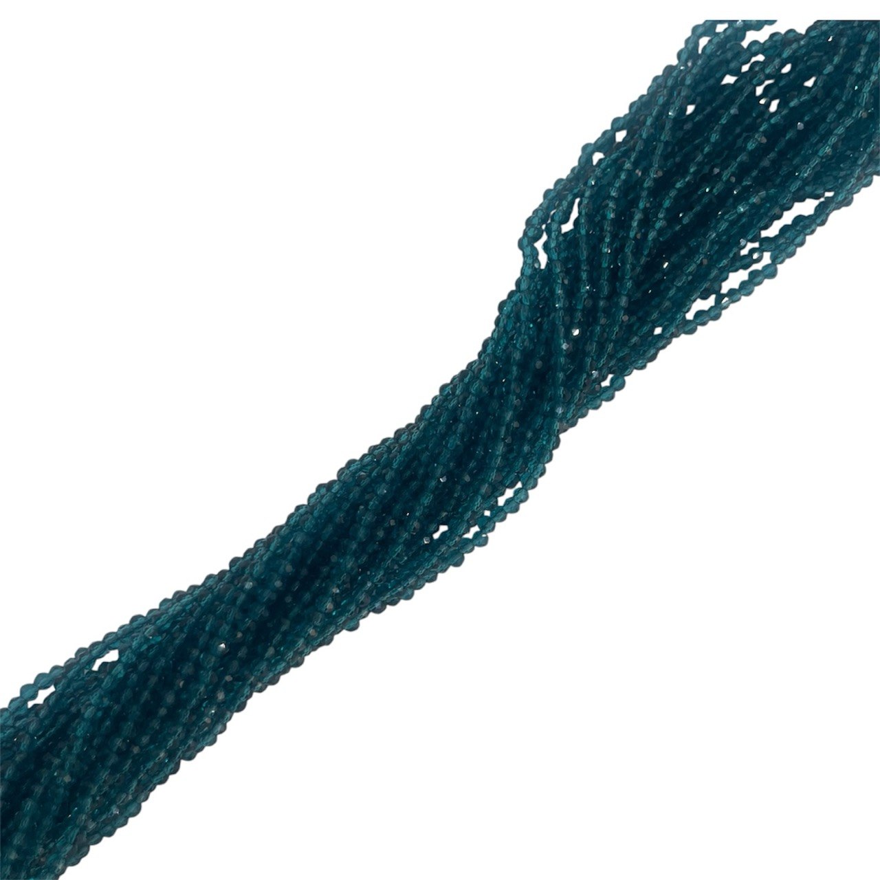 Filo di Cipollotti in Cristallo, 3x2mm., colore PETROLIO TRASPARENTE