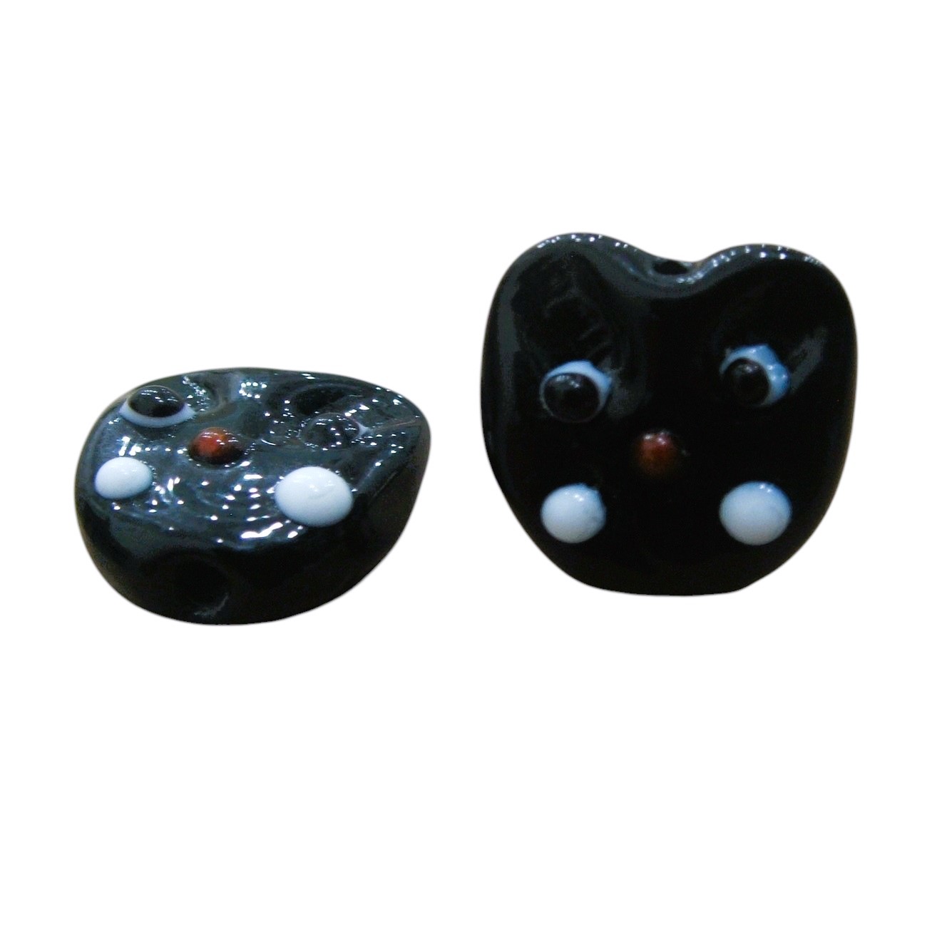 Gattino in vetro colorato, foro passante, misura 17x17 mm., colore Nero