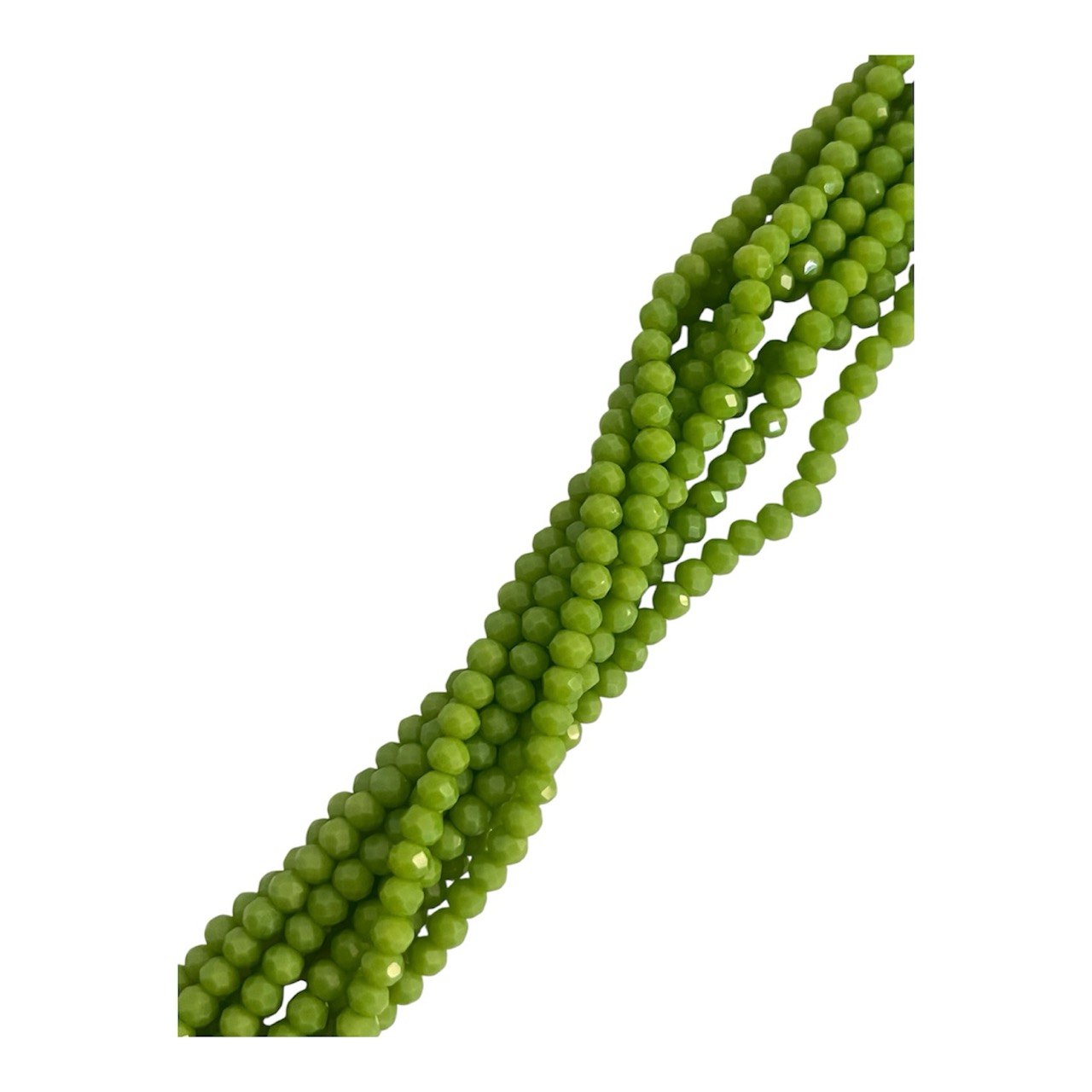 Filo di Cipollotti in Cristallo, 4x3 mm., colore VERDE OLIVA PIENO, LUCIDO
