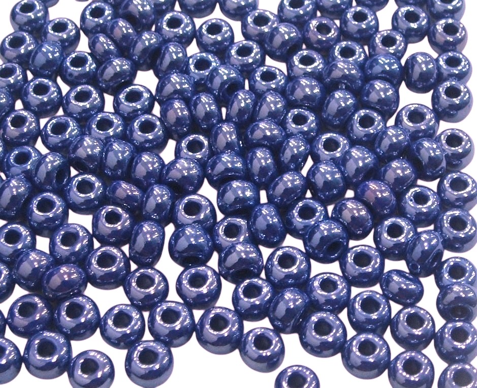 Conteria in vetro, dimensione 4,5x3mm., colore Blu Perlato