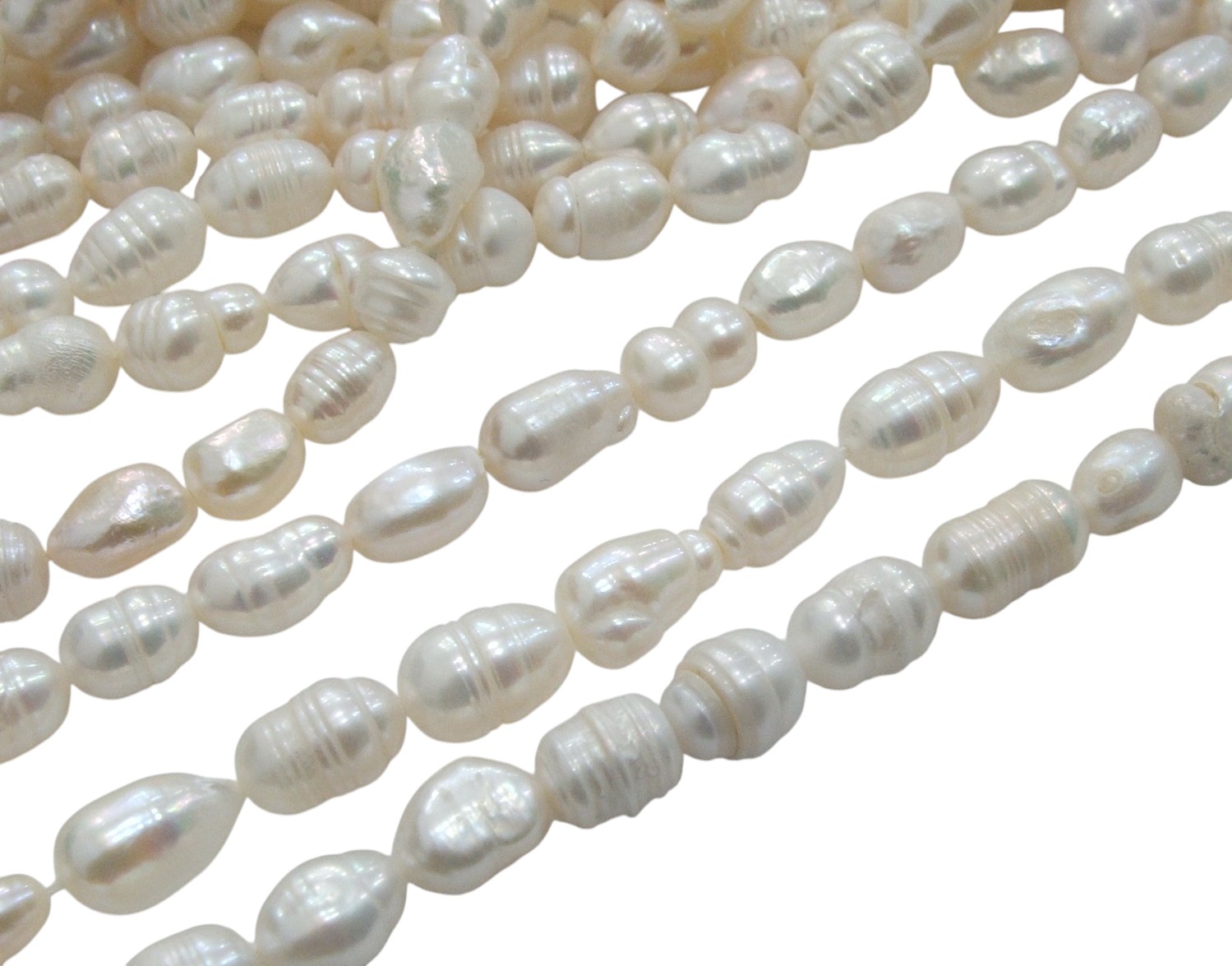 Filo Perle di Fiume irregolari, misura 7-12x5-7 mm Colore Bianco