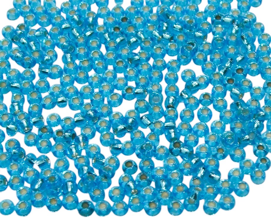 Conteria in vetro, dimensione 2,5 mm., colore ACQUAMARINA con ARGENTO