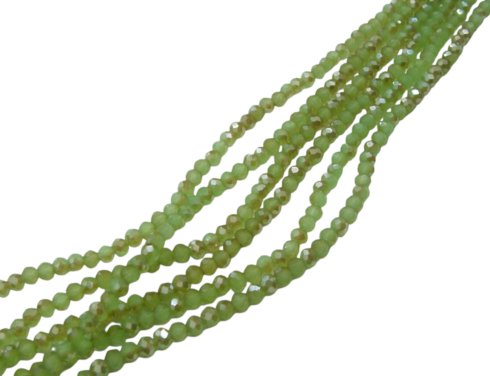Filo di Cipollotti in Cristallo, 3x2mm., colore VERDE OLIVA CHIARO SFUMATO LUCIDO