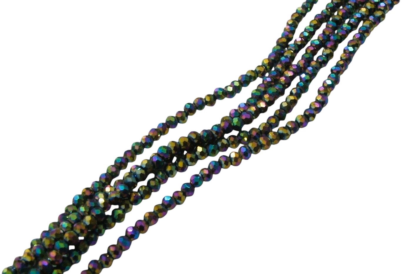 Filo di Cipollotti in Cristallo, 3x2mm., colore VERDE-VIOLA METAL SFUMATO