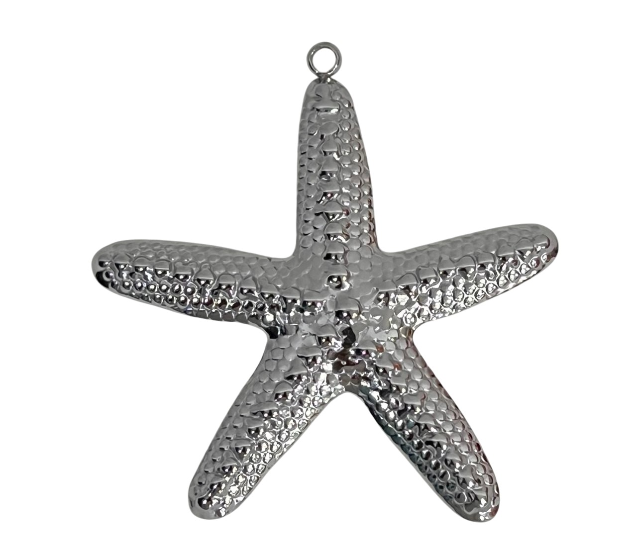 Ciondolo in acciaio, forma Stella Marina Puntinata, 50x50mm