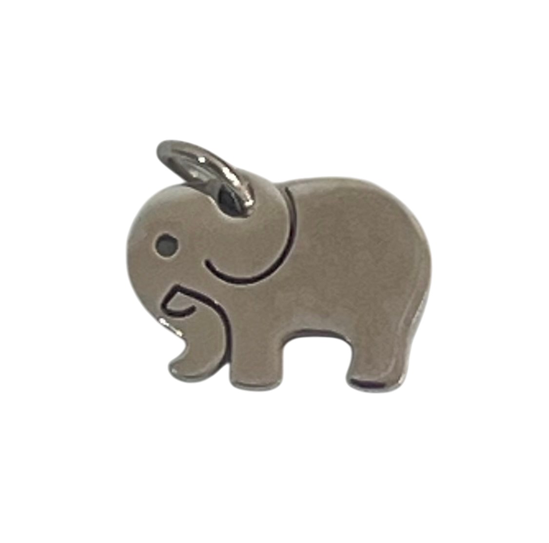 Ciondolo a forma di Elefante piatto 10x13mm., in Acciaio