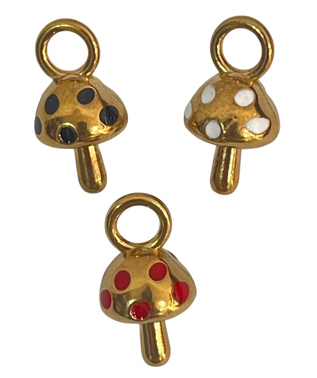 Ciondolo a forma di Fungo smaltato, 10x20mm., in Acciaio