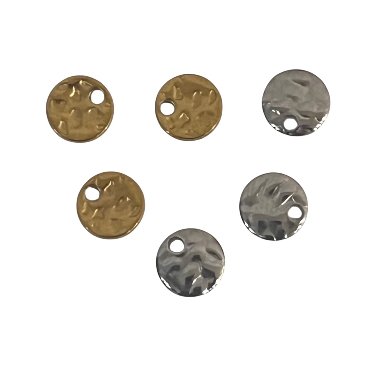 Ciondolo a forma di Medaglia Martellata, 8 mm., in Acciaio